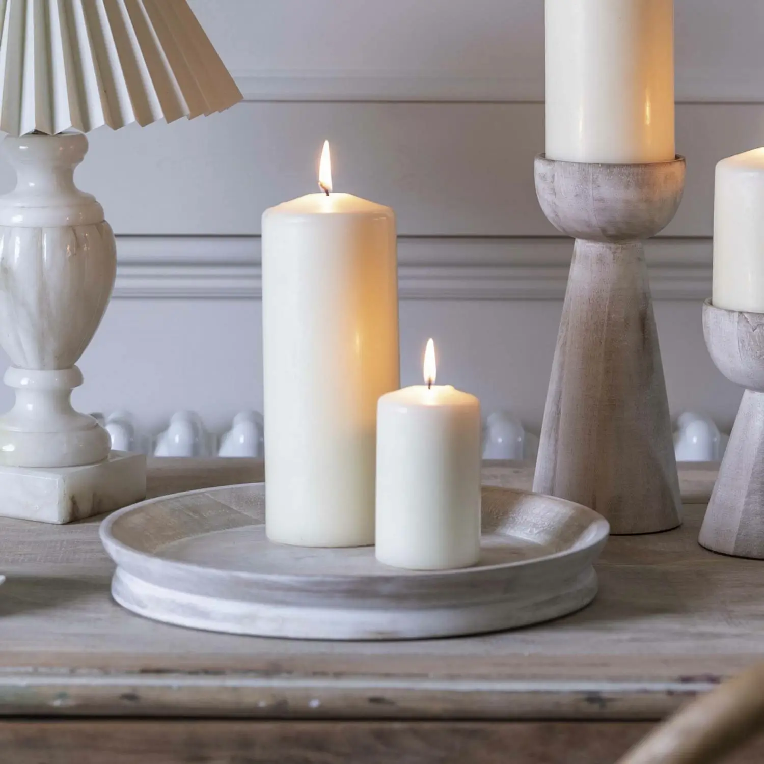 Padstow White Wash Wooden Candle Tray – Ivyline