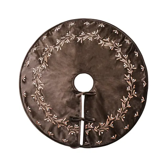 Ivyline Velvet Mistletoe Tree Skirt - Mocha - image 2