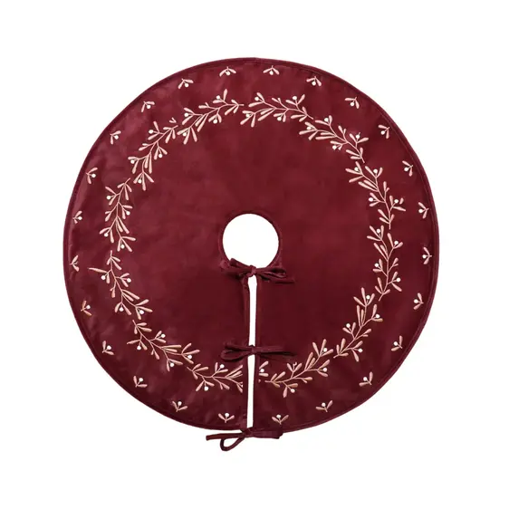 Ivyline Velvet Mistletoe Tree Skirt - Red - image 2