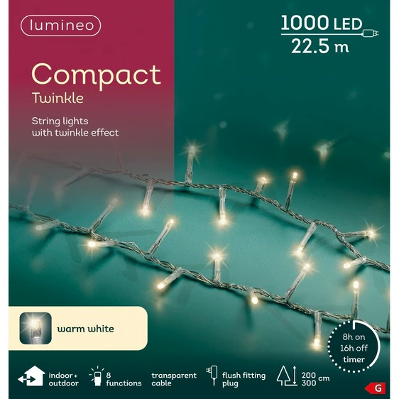 Lumineo Compact Twinkle Clear String Lights - Warm White (1000 Lights) - image 2