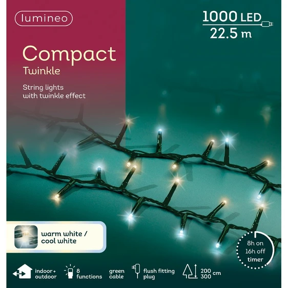 Lumineo Compact Twinkle Cool Duo String Lights (1000 Lights) - image 2