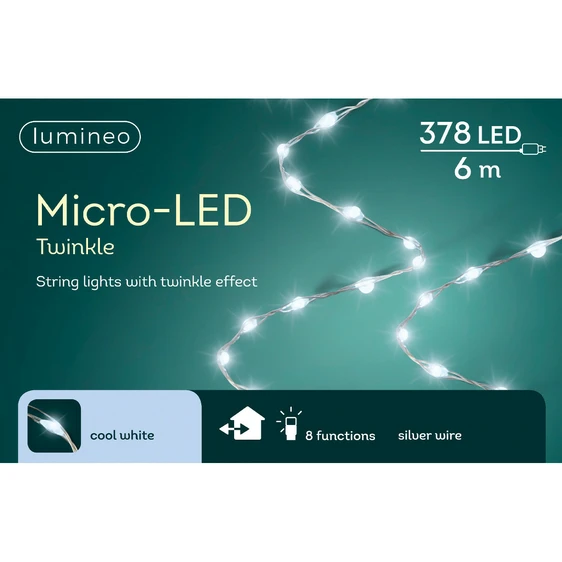 Lumineo Micro Wire Extra Dense Twinkle Lights - Cool White (378 Lights) - image 2