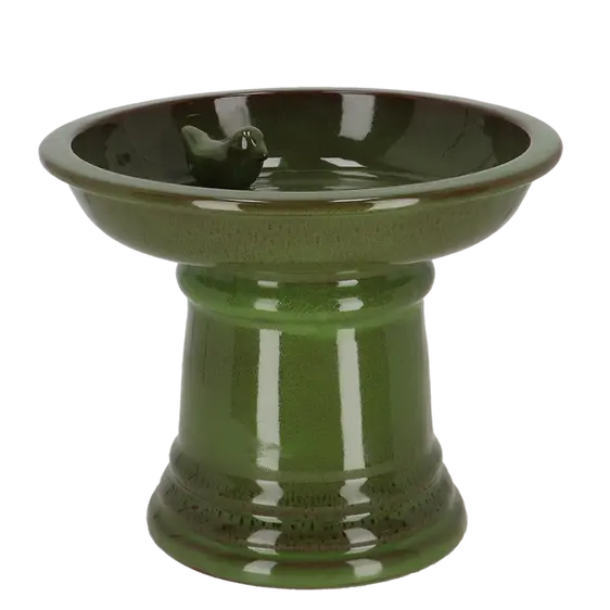 Mini Pedestal Bird Bath - Green