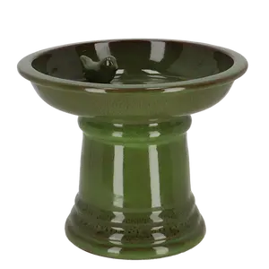 Mini Pedestal Bird Bath - Green