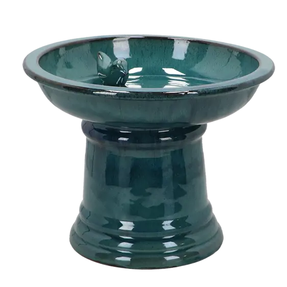 Mini Pedestal Bird Bath - Petrol Blue