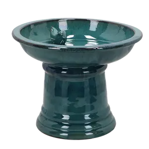 Mini Pedestal Bird Bath - Petrol Blue