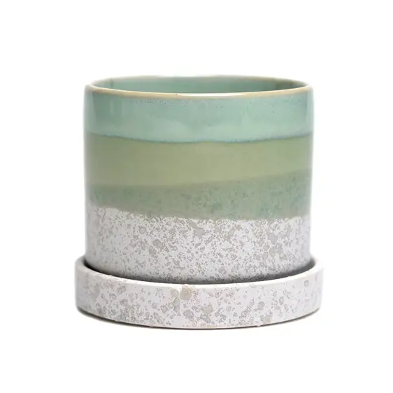 Minute Green Cement Pot & Saucer