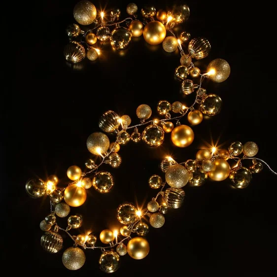 Noma Bauble Cluster Light Up Garland - Gold