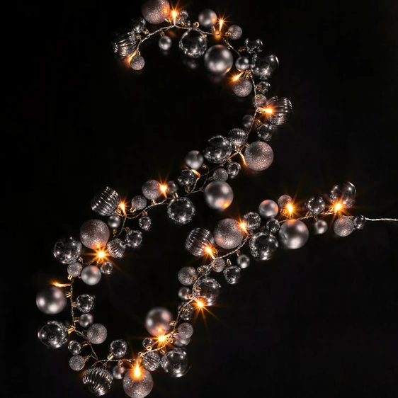 Noma Bauble Cluster Light Up Garland - Silver