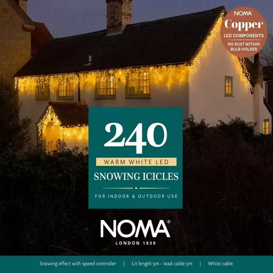 Noma Snowing Warm White Icicle String Lights - 720 - image 1