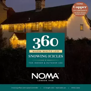 Noma Snowing Warm White Icicle String Lights - 360