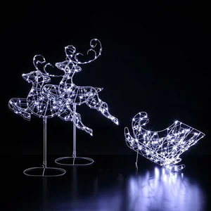 Noma White Frame Reindeer & Sleigh