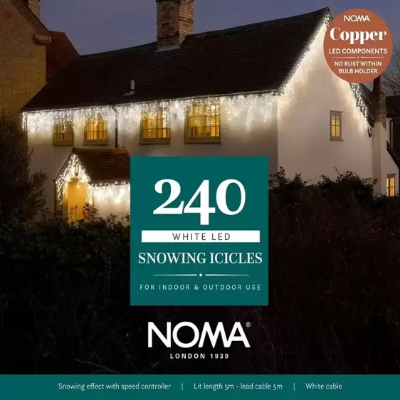 Noma Snowing White Icicle String Lights - 240 - image 1