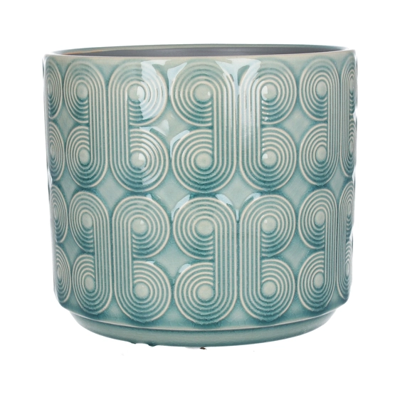 Palmier Embossed Blue Pot - Small