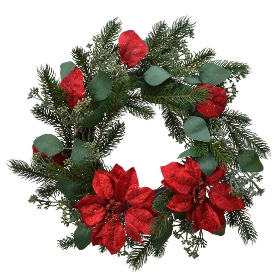 Poinsettia Glitter Wreath