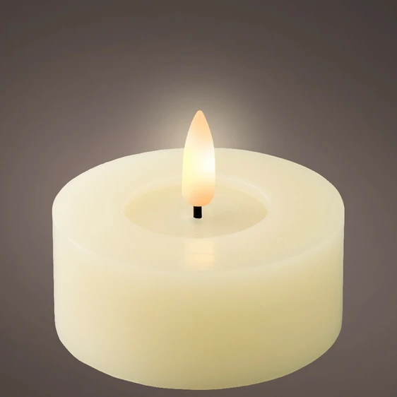 Real Effect Flameless Flat Wax Candle - Cream - image 1