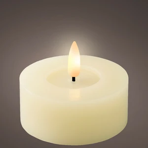 Real Effect Flameless Flat Wax Candle - Cream - image 1