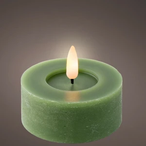 Real Effect Flameless Flat Wax Candle - Green