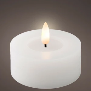 Real Effect Flameless Flat Wax Candle - White