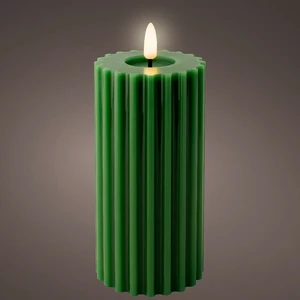 Real Effect Flameless Wax Green Ribbed Candle - Large