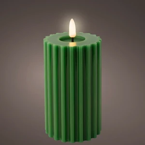 Real Effect Flameless Wax Green Ribbed Candle - Medium