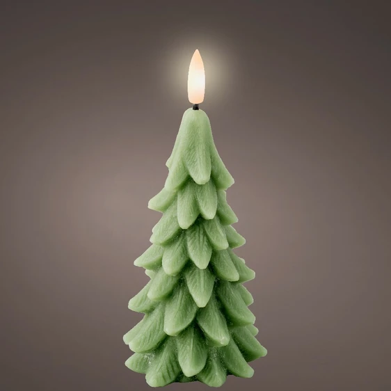 Real Effect Flameless Wax Green Tree Candle - Medium