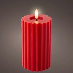 Real Effect Flameless Wax Red Ribbed Candle - Medium