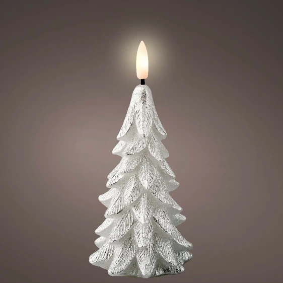 Real Effect Flameless Wax Silver Tree Candle - Medium