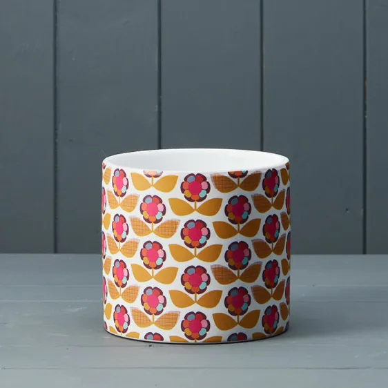 Retro Floral Print Pot