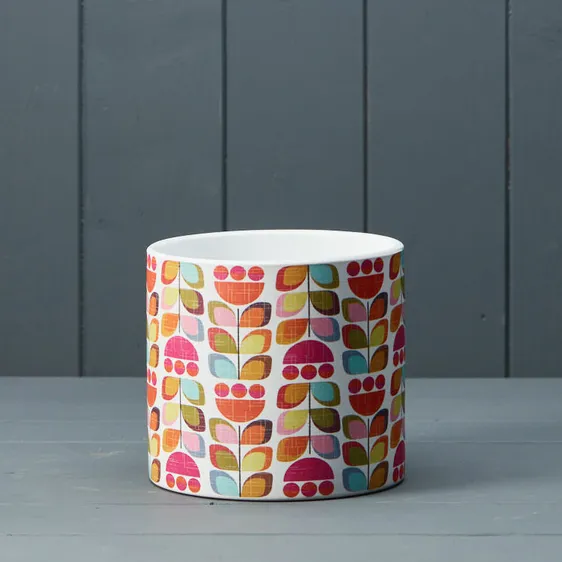 Retro Leaf Print Pot