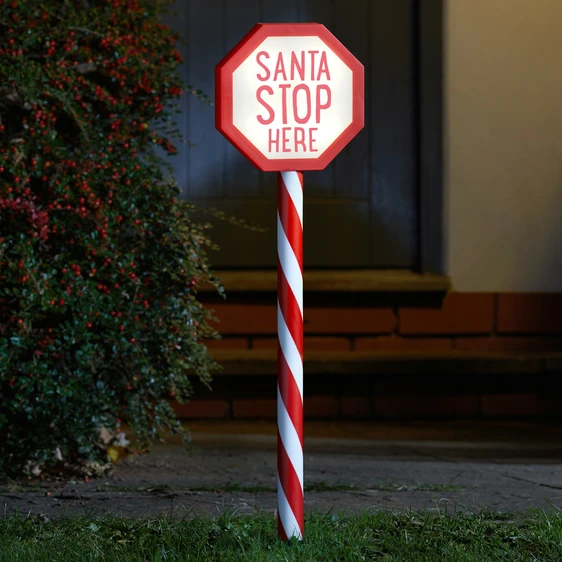 Santa Stop Here Stake Light