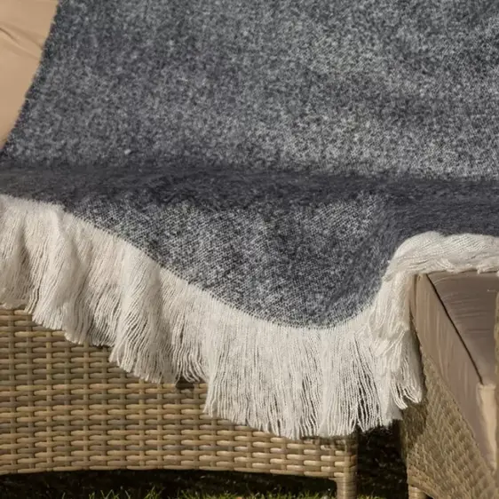 Soft Tasselled Throw - Navy - image 1