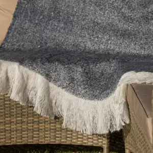 Soft Tasselled Throw - Navy