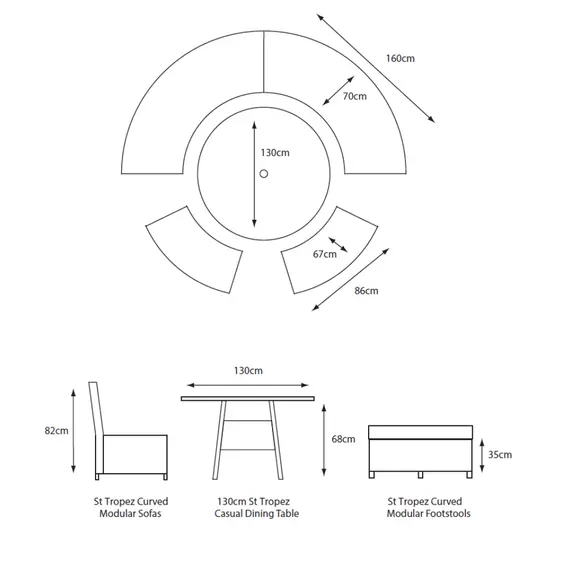 LeisureGrow St Tropez Curved Dining Set - image 3