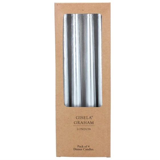 Taper Dinner Candles Pack - Silver