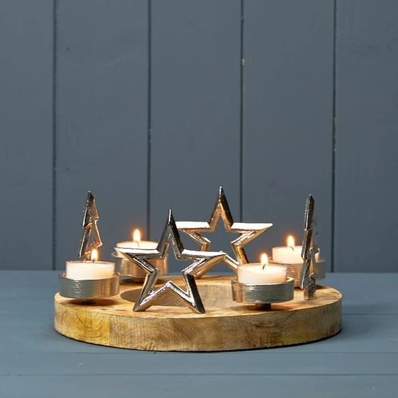 Tree & Star Tealight Centrepiece - Medium