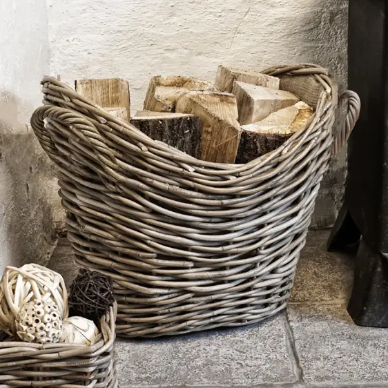 Wicker Oval Lined Log Basket - image 1