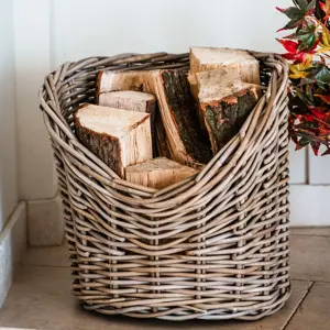 Wicker Round Log Basket - image 1