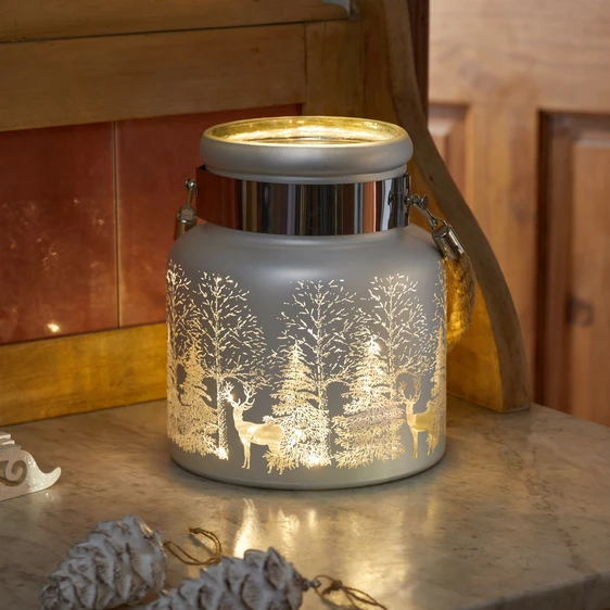 Woodland Silhouette Lantern - Silver