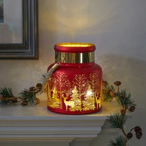 Woodland Silhouette Lantern - Ruby