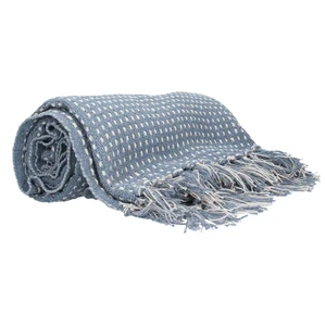 Woven Cotton Throw - Light Blue