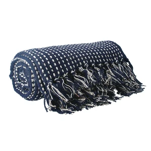 Woven Cotton Throw - Navy